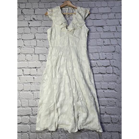 Joie Adella Floral Embroidered Dress In Porcelain White Empire Waist Size 4 - Picture 3 of 14